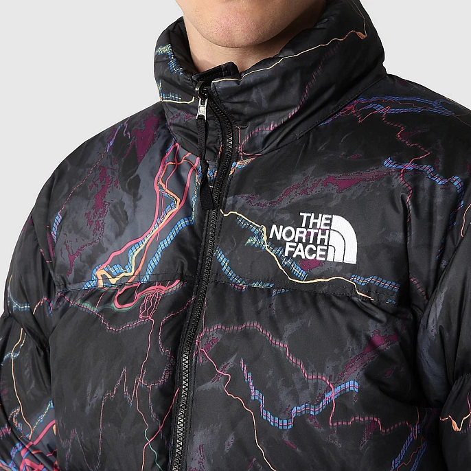 Пуховик мужской The North Face 1996 Retro Nuptse Jacket TNF Black Trail Glow Print