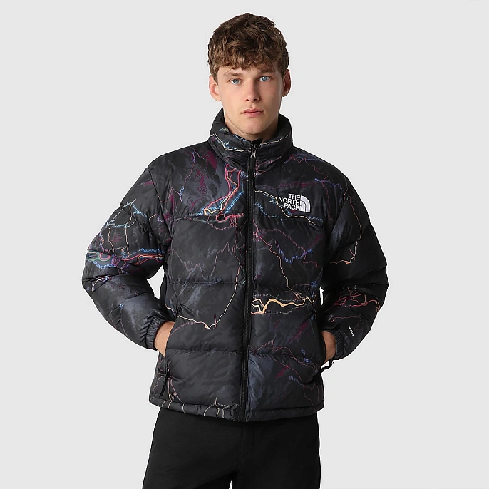 Пуховик мужской The North Face 1996 Retro Nuptse Jacket TNF Black Trail Glow Print