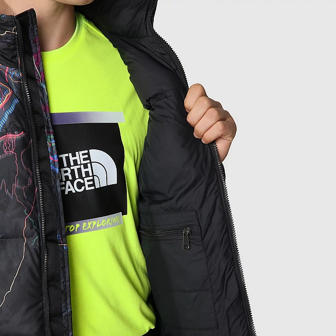 Пуховик мужской The North Face 1996 Retro Nuptse Jacket TNF Black Trail Glow Print