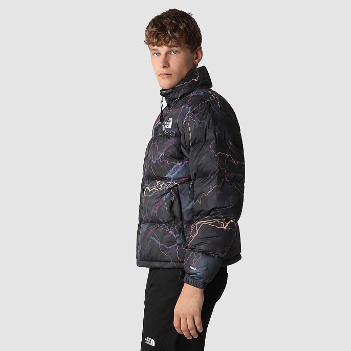 Пуховик мужской The North Face 1996 Retro Nuptse Jacket TNF Black Trail Glow Print