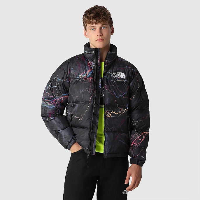 Пуховик мужской The North Face 1996 Retro Nuptse Jacket TNF Black Trail Glow Print